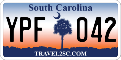 SC license plate YPF042