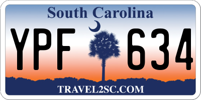SC license plate YPF634