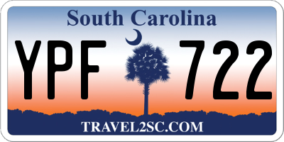 SC license plate YPF722