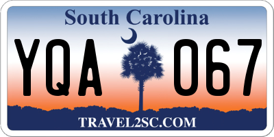 SC license plate YQA067