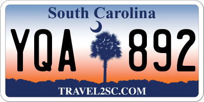 SC license plate YQA892