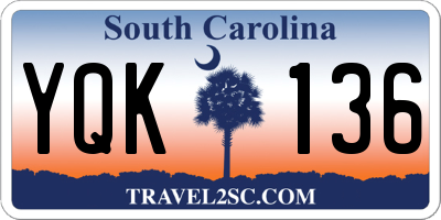 SC license plate YQK136