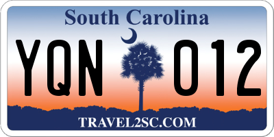SC license plate YQN012
