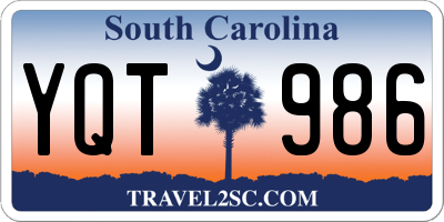 SC license plate YQT986