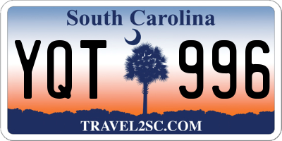 SC license plate YQT996