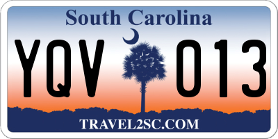 SC license plate YQV013