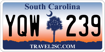 SC license plate YQW239