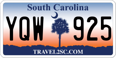 SC license plate YQW925