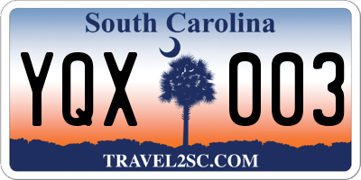 SC license plate YQX003