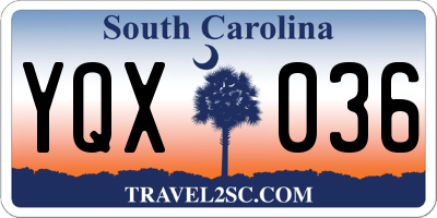 SC license plate YQX036