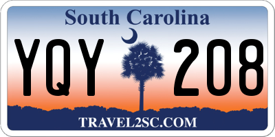 SC license plate YQY208