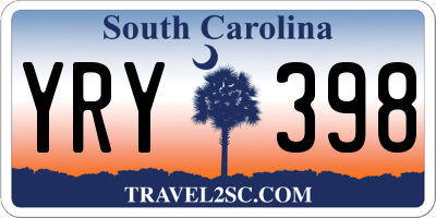 SC license plate YRY398