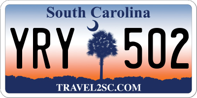 SC license plate YRY502