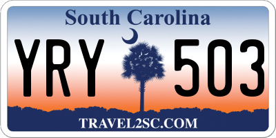 SC license plate YRY503