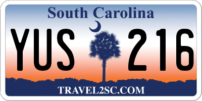 SC license plate YUS216