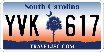 SC license plate YVK617