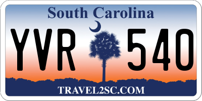 SC license plate YVR540