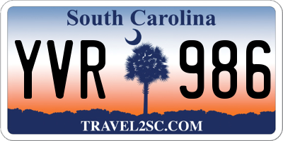 SC license plate YVR986