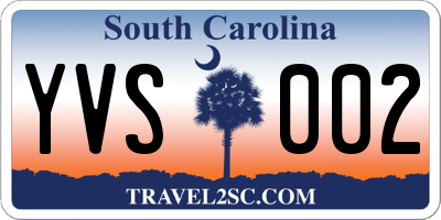 SC license plate YVS002