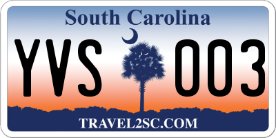 SC license plate YVS003