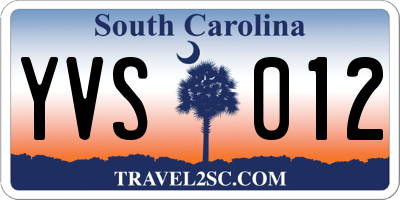 SC license plate YVS012