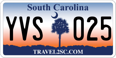 SC license plate YVS025