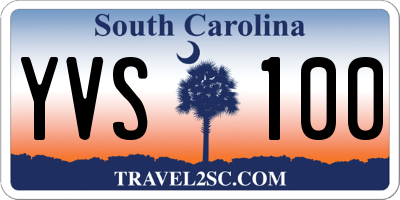 SC license plate YVS100
