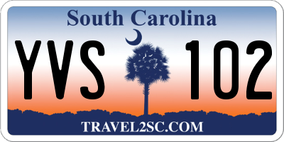 SC license plate YVS102