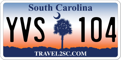 SC license plate YVS104