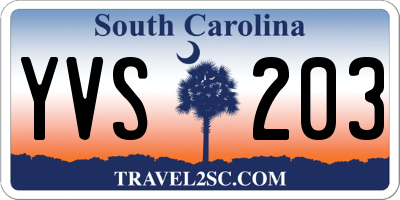 SC license plate YVS203