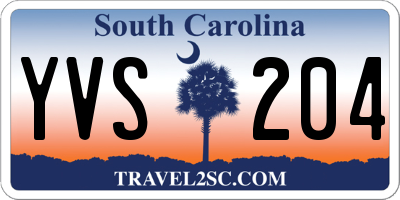 SC license plate YVS204