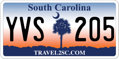 SC license plate YVS205