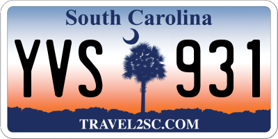 SC license plate YVS931