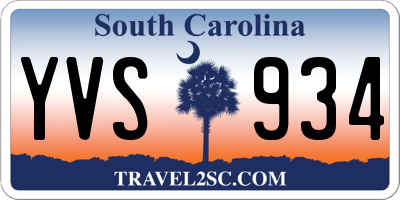 SC license plate YVS934