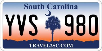 SC license plate YVS980