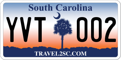 SC license plate YVT002