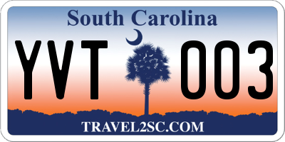 SC license plate YVT003