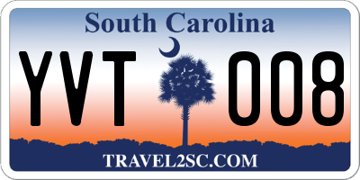 SC license plate YVT008