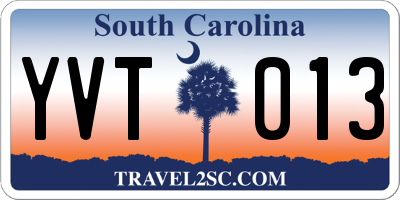 SC license plate YVT013