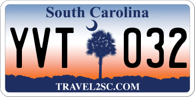 SC license plate YVT032