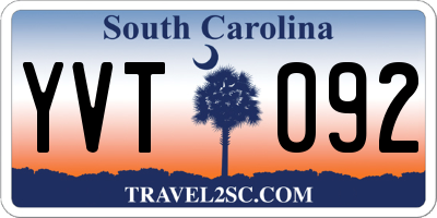 SC license plate YVT092