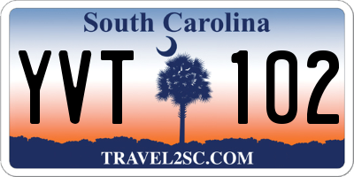 SC license plate YVT102