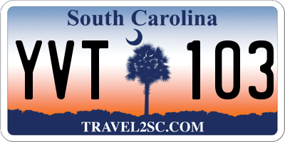 SC license plate YVT103