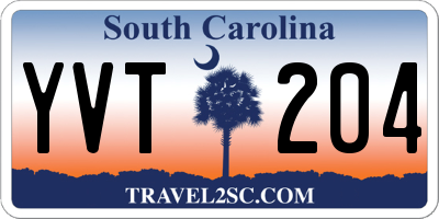 SC license plate YVT204