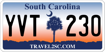 SC license plate YVT230
