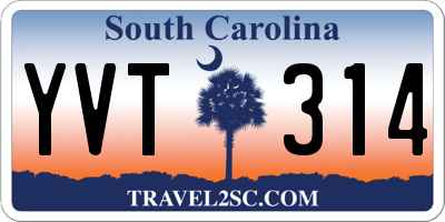 SC license plate YVT314