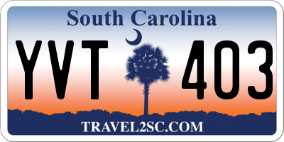 SC license plate YVT403