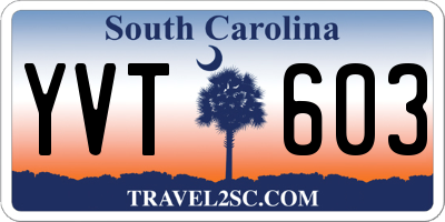 SC license plate YVT603