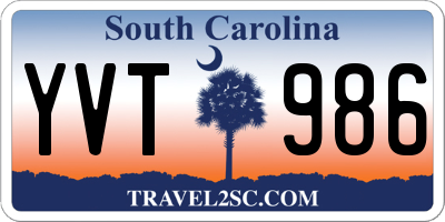 SC license plate YVT986
