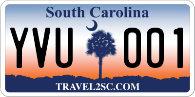 SC license plate YVU001